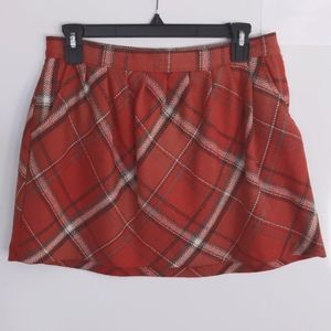 Old Navy red plaid mini skirt, size 2